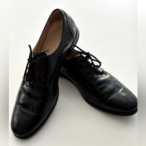 Cole Haan Womens Black Leather Brogue Oxfords Flat- Lace-up Preppy - size 7.5